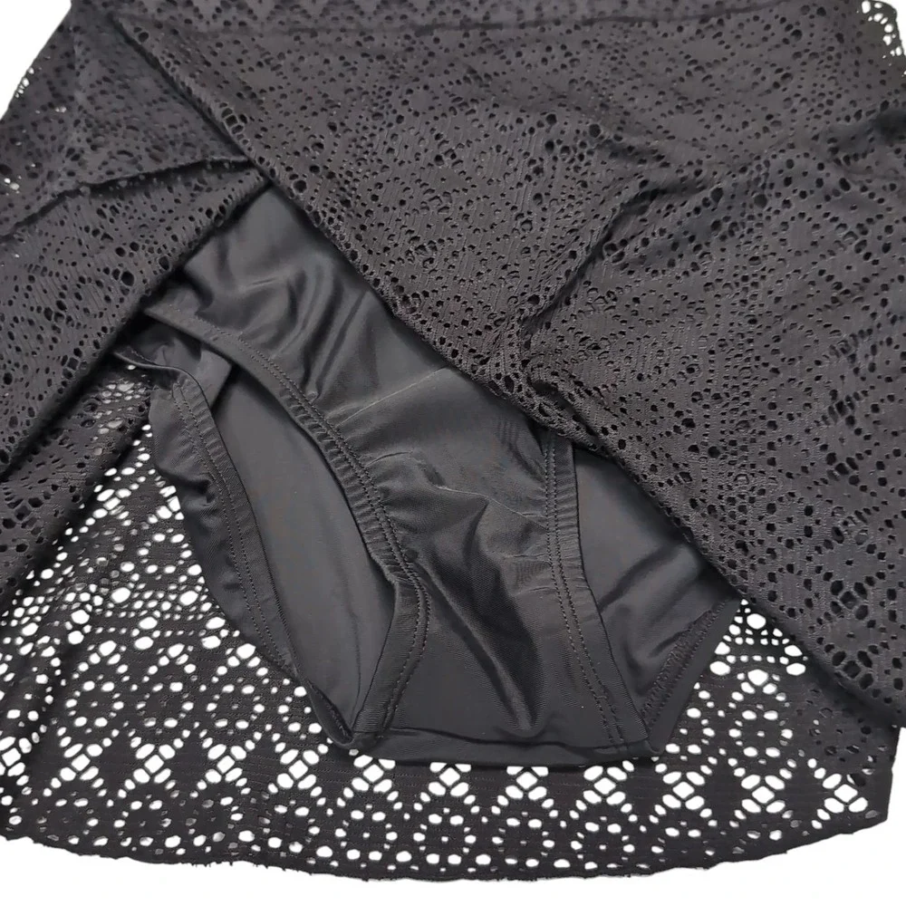 ALISHA LEVINE Swim Dress Womens Size 12 Black Crochet Swimsuit Swimwear NEW NWT - Picture 6 of 11